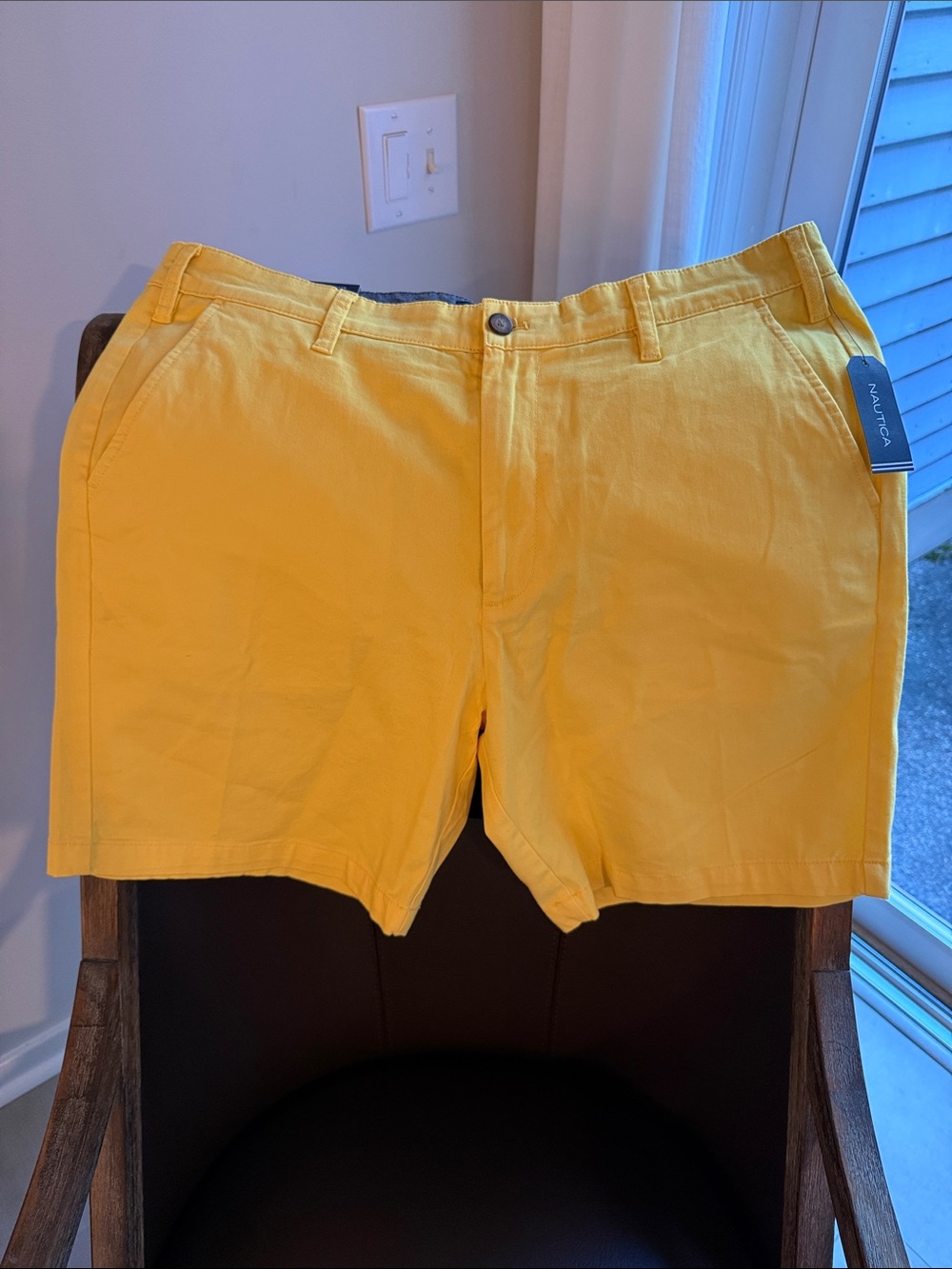 Nautica Classic Fit Deck Shorts Men’s in Aspen Gold Flat Front Chino Shorts